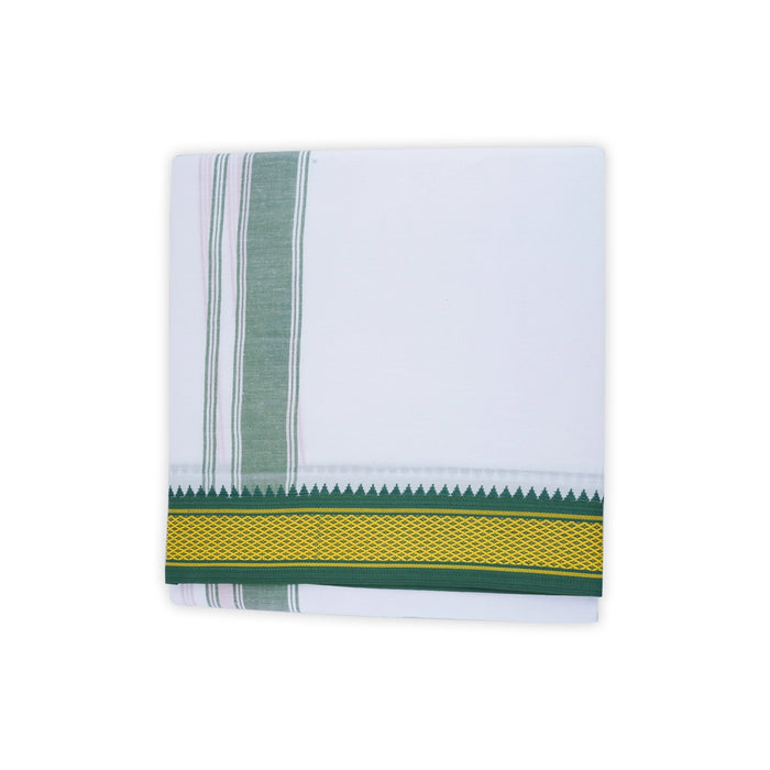 Veshti - 3.6 Mtrs | White Colour Vesti/ 7 Kan Mayilkan Border Dhoti for Men - Veshti & Dhoti