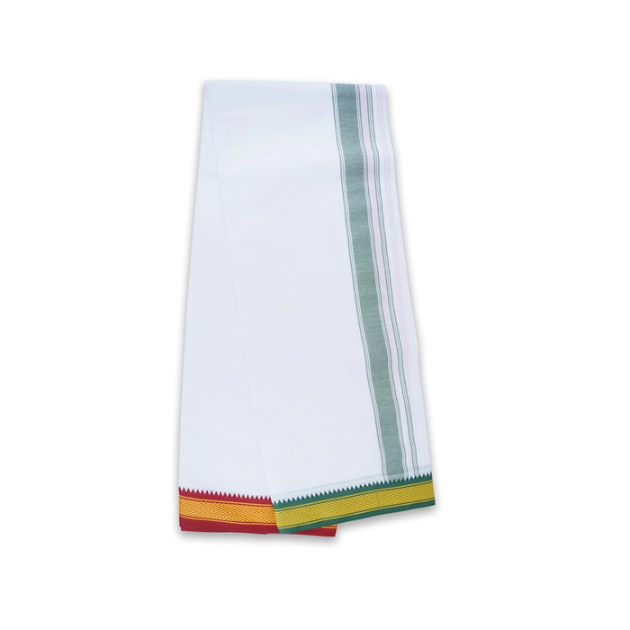 Veshti - 3.6 Mtrs | White Colour Vesti/ 7 Kan Mayilkan Border Dhoti for Men - Veshti & Dhoti