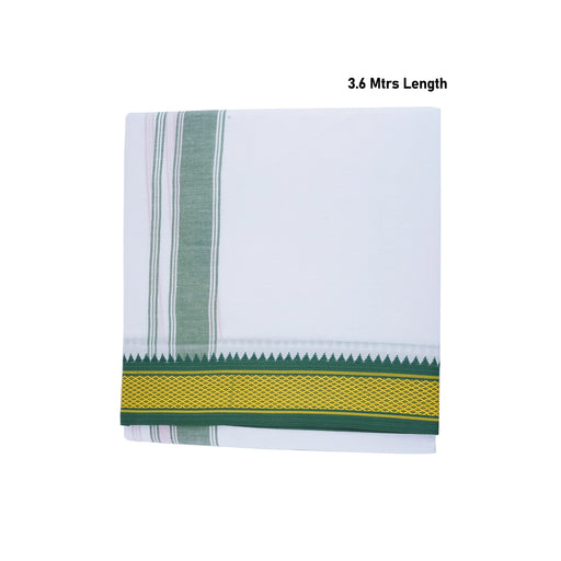 Veshti - 3.6 Mtrs | White Colour Vesti/ 7 Kan Mayilkan Border Dhoti for Men - Veshti & Dhoti