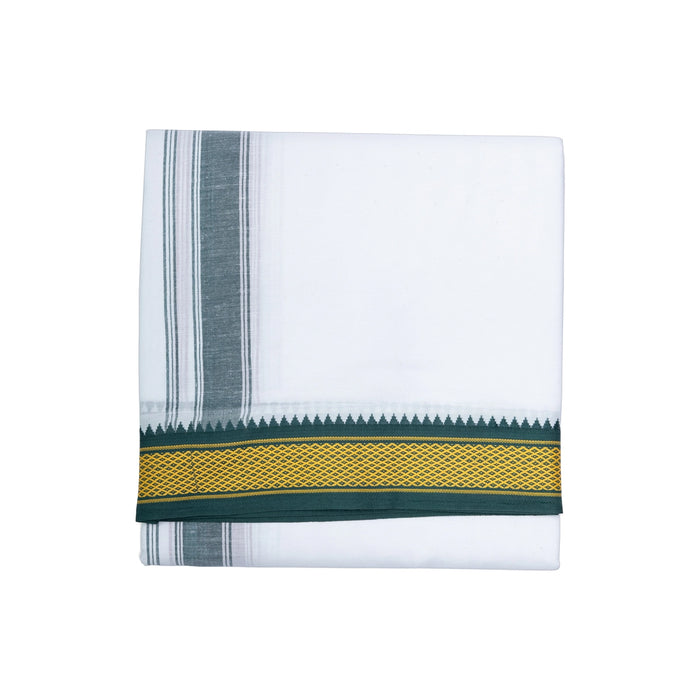 Cotton Veshti - 1 Mtrs | White Colour Dhoti/ 7 kan Jari Border Design Vesti for Men
