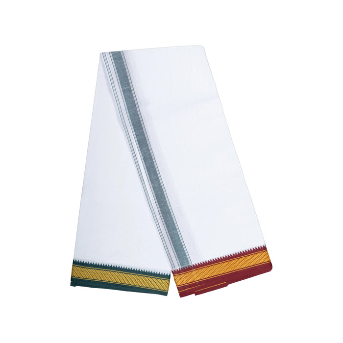 Cotton Veshti - 1 Mtrs | White Colour Dhoti/ 7 kan Jari Border Design Vesti for Men