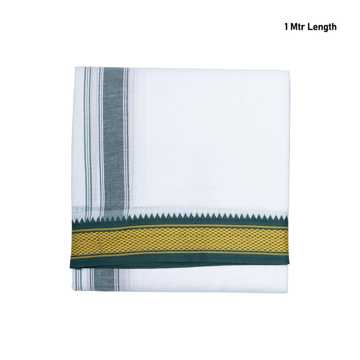 Cotton Veshti - 1 Mtrs | White Colour Dhoti/ 7 kan Jari Border Design Vesti for Men