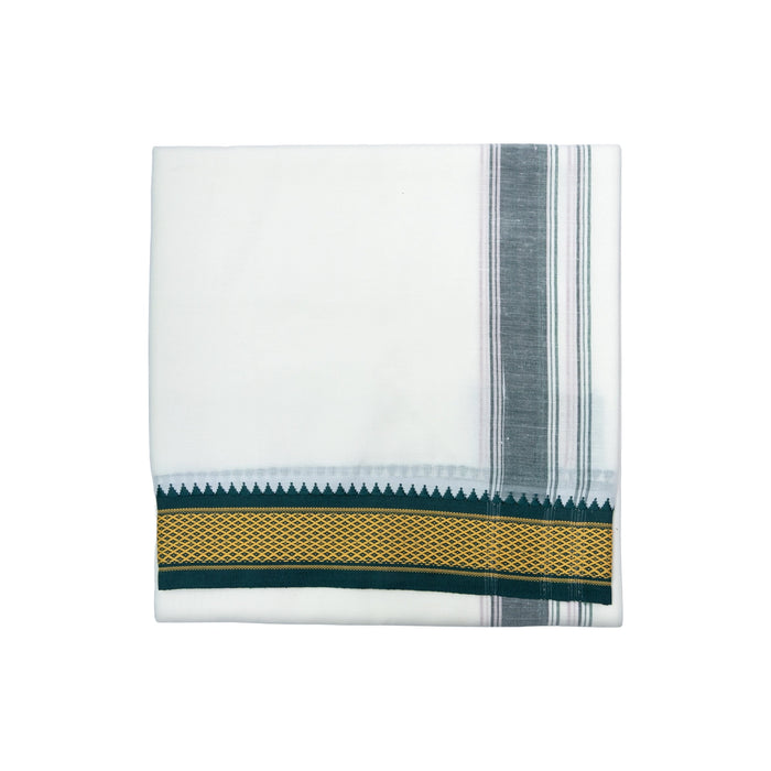 Cotton Veshti - 2 Mtr | 7 Kan Diamond Border Dhoti/ Half White Colour Vesti for Men