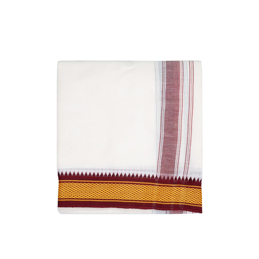 Veshti - 3.60 Mtr | 7 Kan Diamond Design Border Dhoti/ Half White Colour Vesti for Men - Veshti & Dhoti