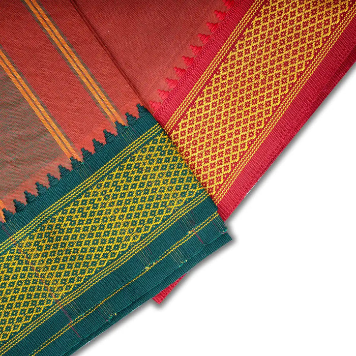 Cotton Veshti - 2 Mtrs | Mayilkan Padayappa Border Dhoti/ Dark Kavi Colour Vesti for Men - Veshti & Dhoti