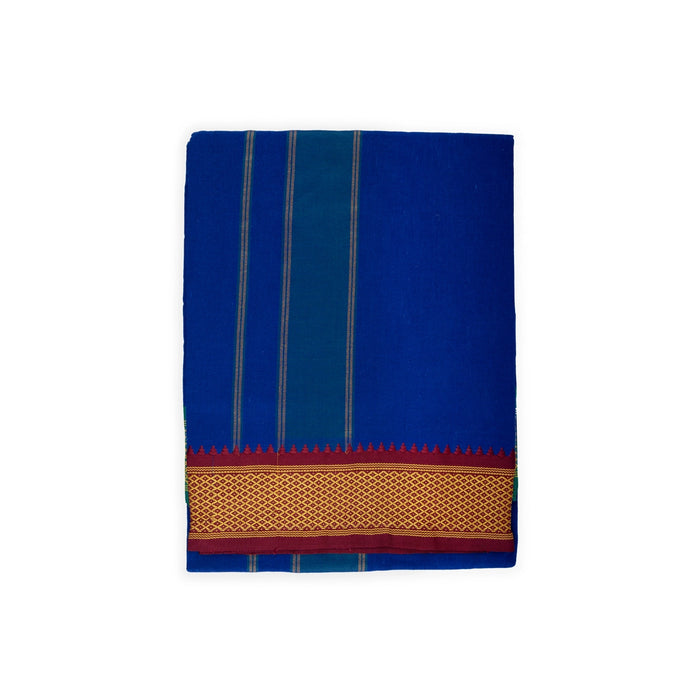 Cotton Veshti - 2 Mtrs | Mayilkan Padayappa Border Dhoti/ Blue Colour Vesti for Men - Veshti & Dhoti