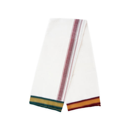 Veshti - 2.25 Mtr | 7 Kan Diamond with Thalapathi Border Dhoti/ Half White Colour Vesti for Men - Veshti & Dhoti