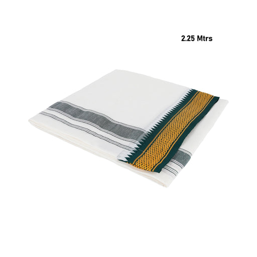 Veshti - 2.25 Mtr | 7 Kan Diamond with Thalapathi Border Dhoti/ Half White Colour Vesti for Men - Veshti & Dhoti