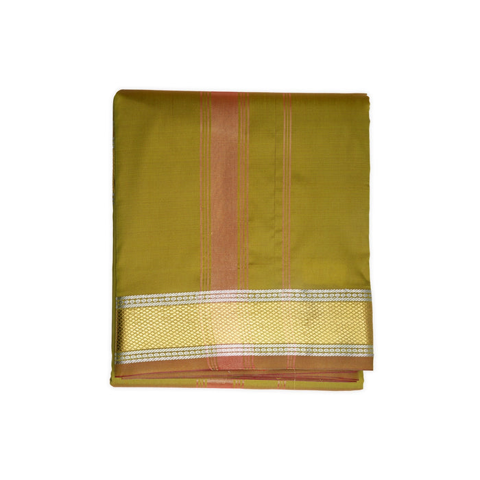 Cotton Veshti - 9 x 5 Yards | Dupian Ganapathy Dhoti / Green Colour Vesti for Men - Veshti & Dhoti