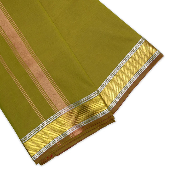 Cotton Veshti - 9 x 5 Yards | Dupian Ganapathy Dhoti / Green Colour Vesti for Men - Veshti & Dhoti