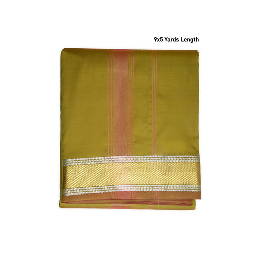 Cotton Veshti - 9 x 5 Yards | Dupian Ganapathy Dhoti / Green Colour Vesti for Men - Veshti & Dhoti
