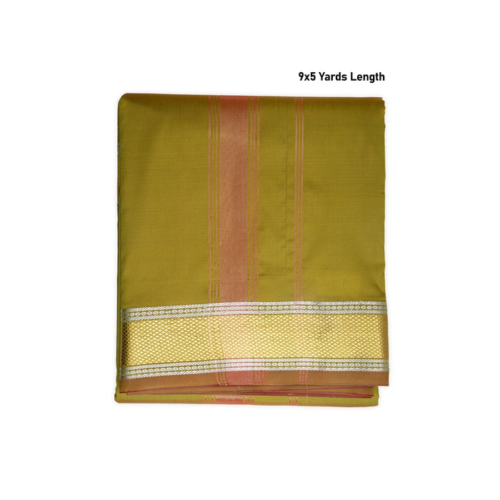 Cotton Veshti - 9 x 5 Yards | Dupian Ganapathy Dhoti / Green Colour Vesti for Men - Veshti & Dhoti