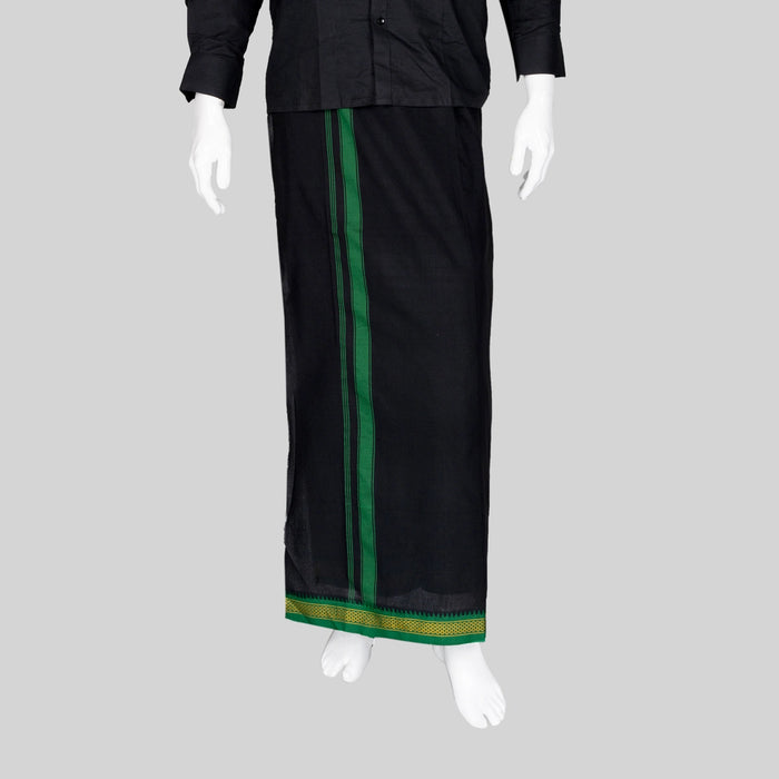 Veshti - 2 Mtrs | Ayyappa Thalapathi Border Dhoti/ Black Colour Vesti for Men