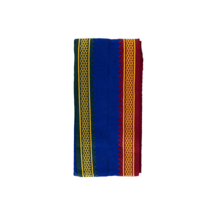 Blue Angavasthiram - 30 x 60 inches | Ayyappa Thalapathi / Blue Colour Angavastram/ Thalapathi Border Kasavu Shawl for Men - Shawls & Towels