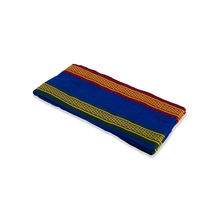 Blue Angavasthiram - 30 x 60 inches | Ayyappa Thalapathi / Blue Colour Angavastram/ Thalapathi Border Kasavu Shawl for Men - Shawls & Towels