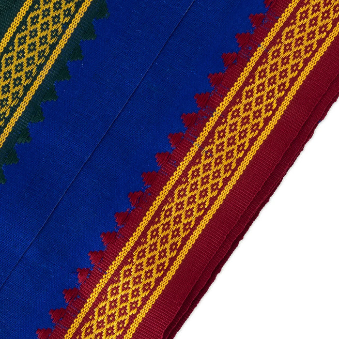 Blue Angavasthiram - 30 x 60 inches | Ayyappa Thalapathi / Blue Colour Angavastram/ Thalapathi Border Kasavu Shawl for Men - Shawls & Towels