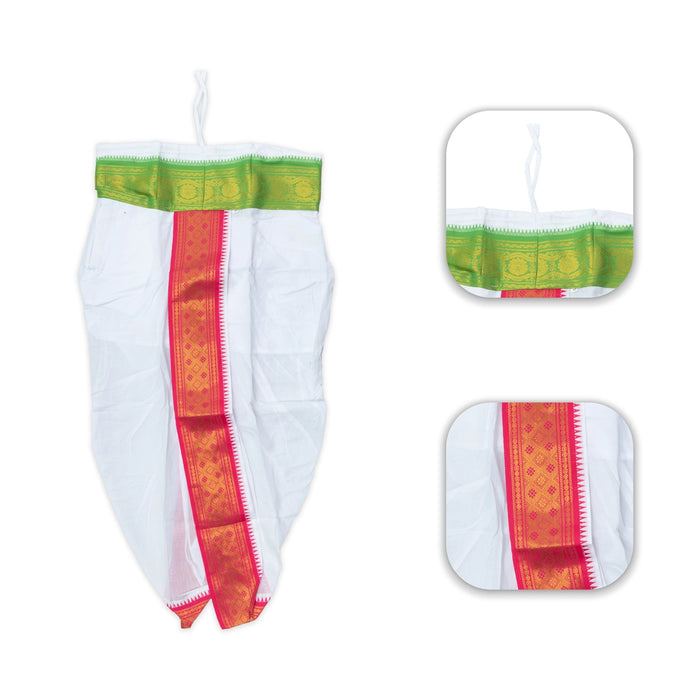 Readymade Panchakacham - 4 Inches | Cotton Jacquard Dhoti/ White Panchakajam For Traditional Wear/ Assorted