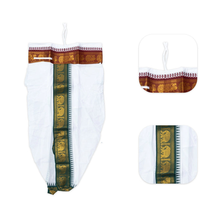 Readymade Panchakacham - 4 Inches | Cotton Jacquard Dhoti/ White Panchakajam For Traditional Wear/ Assorted