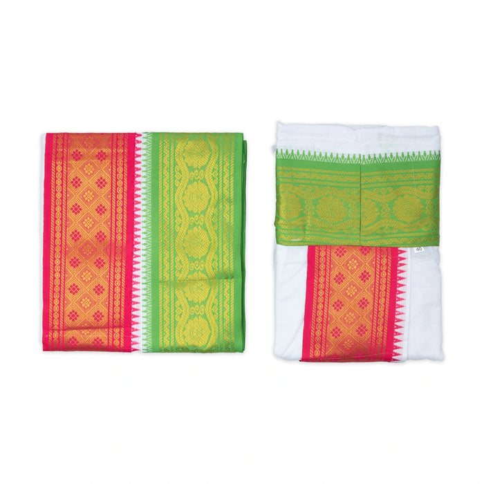 Readymade Panchakacham - 4 Inches | Cotton Jacquard Dhoti/ White Panchakajam For Traditional Wear/ Assorted