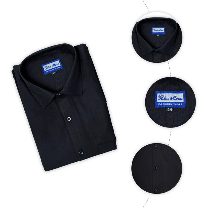 Black Shirt - 38 - 44 inches | Half Sleeves Formal Shirt/ Half Hand Casual Shirt for Men