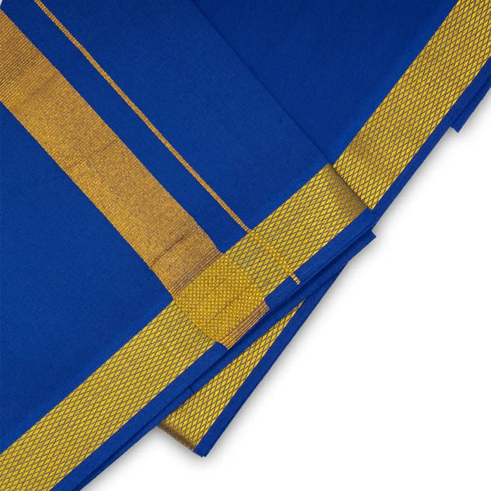 Veshti - 2 Mtrs | Jari Border Dhoti/ Blue Colour Vesti for Men