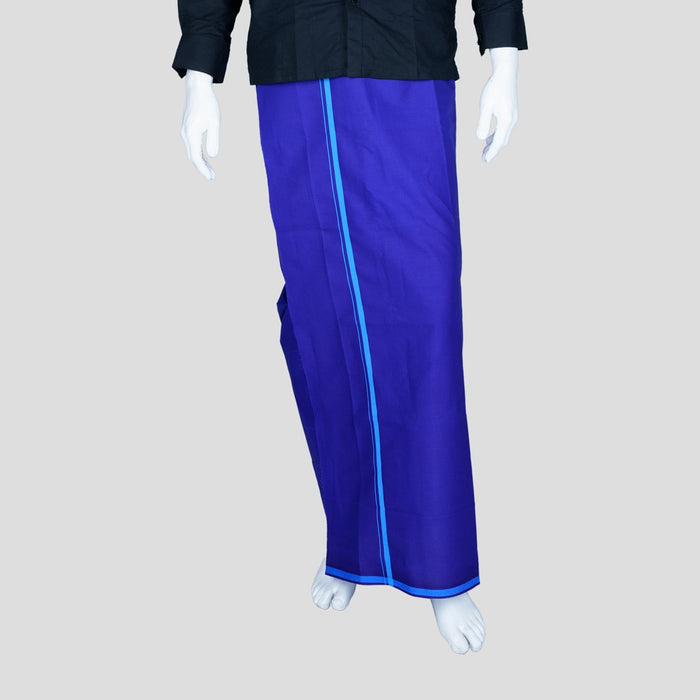 Veshti - 2 Mtrs | Gundanchi Border Dhoti/ Blue Vesti for Men - Veshti & Dhoti