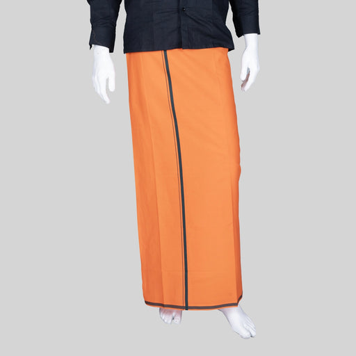 Veshti - 2 Mtrs | Gundanchi Border Dhoti/ Orange Colour Vesti for Men - Veshti & Dhoti