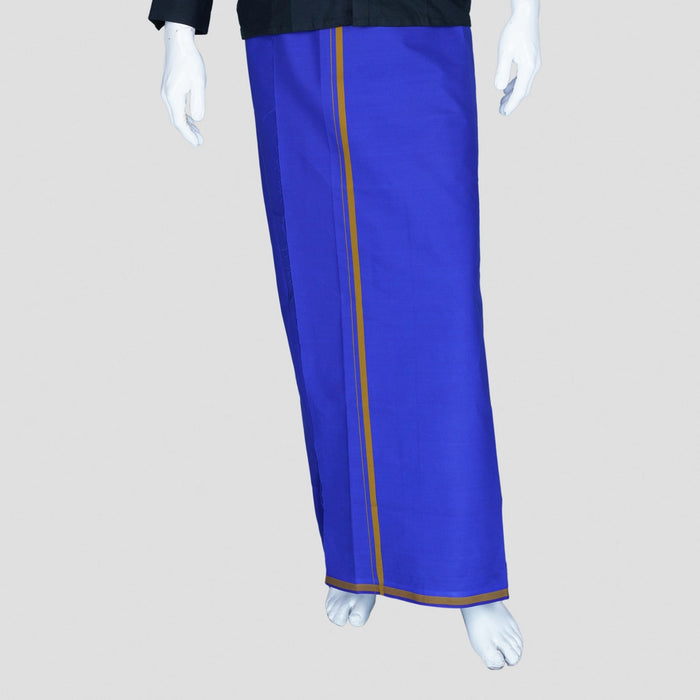 Cotton Veshti - 2 Mtrs | Gundanchi Border Dhoti/ Blue Colour Vesti for Men - Veshti & Dhoti