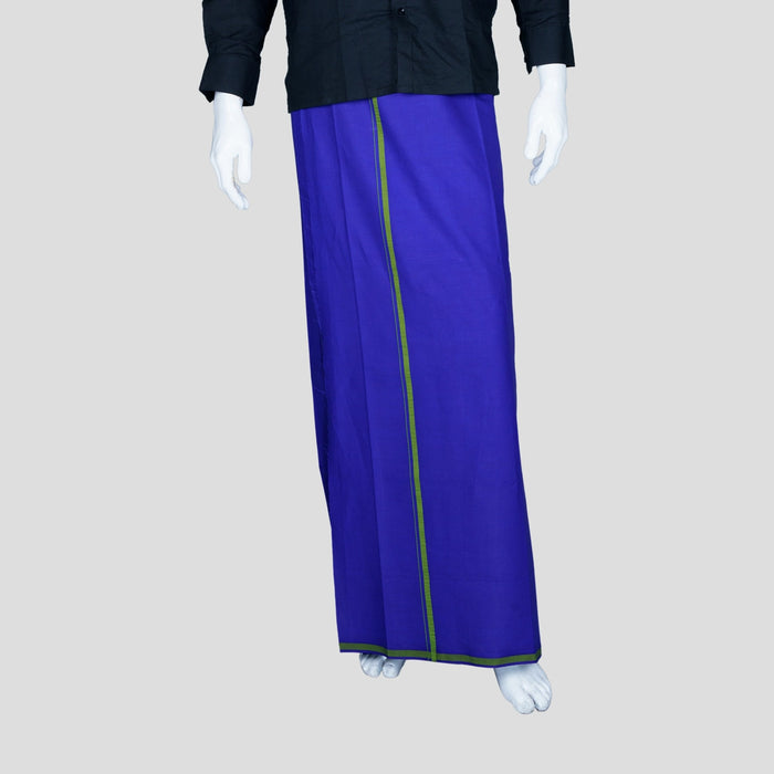Cotton Veshti - 2 Mtrs | Gundanchi Border Dhoti/ Blue Colour Vesti for Men - Veshti & Dhoti