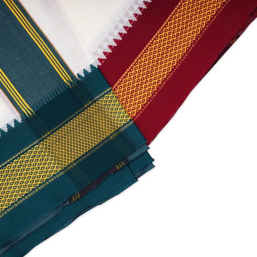 Veshti - 4 Yards | Half White Colour Dhoti/ Maharaja Border & Cotton Vesti for Men - Veshti & Dhoti