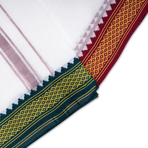 Cotton Veshti - 4 Yards | White Colour Dhoti/ 1.8 Mtrs Thalapathy Border Vesti for Men - Veshti & Dhoti