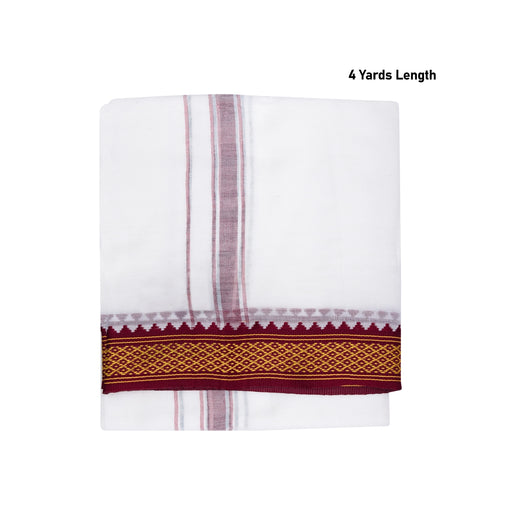 Cotton Veshti - 4 Yards | White Colour Dhoti/ 1.8 Mtrs Thalapathy Border Vesti for Men - Veshti & Dhoti