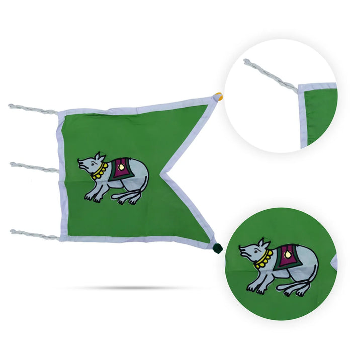 Flag Pataka - 18 X 21 Inches | Cotton Kodi/ Dhwaja/ Jhanda/ Dhvaja For Temple Decoration And Spiritual Rituals - Deity Accessories