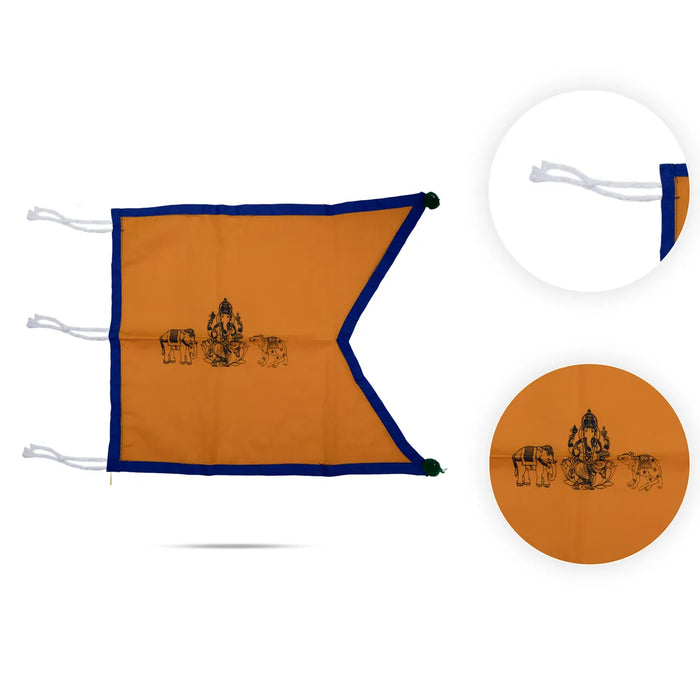 Flag Pataka - 18 X 21 Inches | Cotton Kodi/ Dhwaja/ Jhanda/ Dhvaja For Temple Decoration And Spiritual Rituals - Deity Accessories