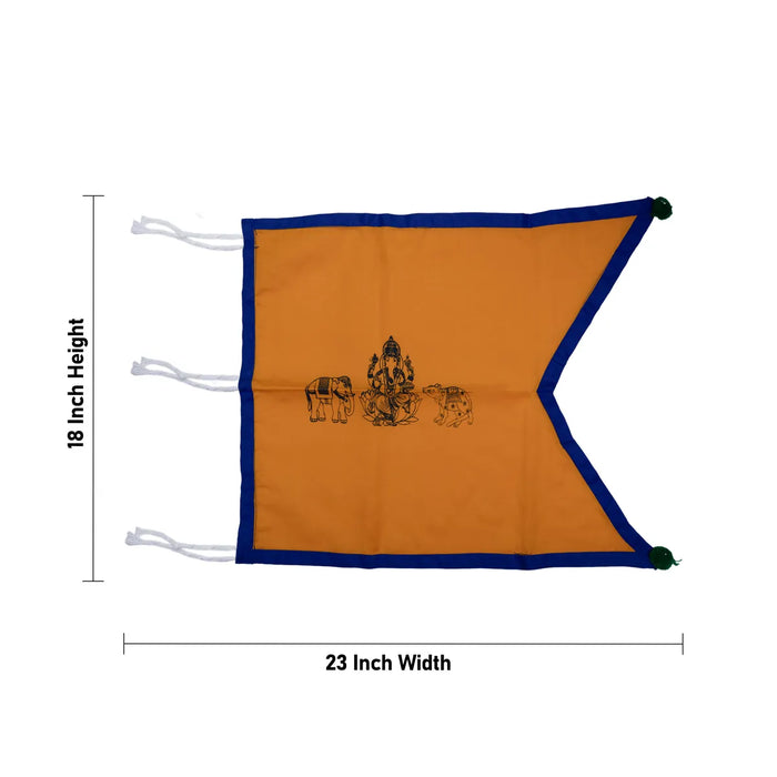 Flag Pataka - 18 X 21 Inches | Cotton Kodi/ Dhwaja/ Jhanda/ Dhvaja For Temple Decoration And Spiritual Rituals - Deity Accessories