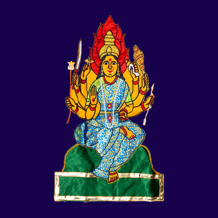 Kali Amman Design Pooja Screen - 4 X 6 Feet | Puja Curtain/ Temple Screen/ Decorative Curtain For Pooja Room