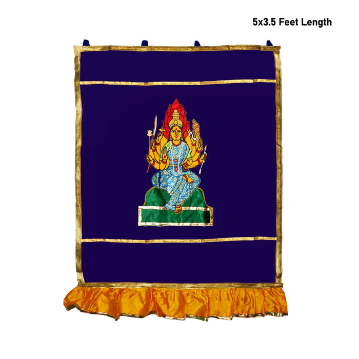 Kali Amman Design Pooja Screen - 4 X 6 Feet | Puja Curtain/ Temple Screen/ Decorative Curtain For Pooja Room