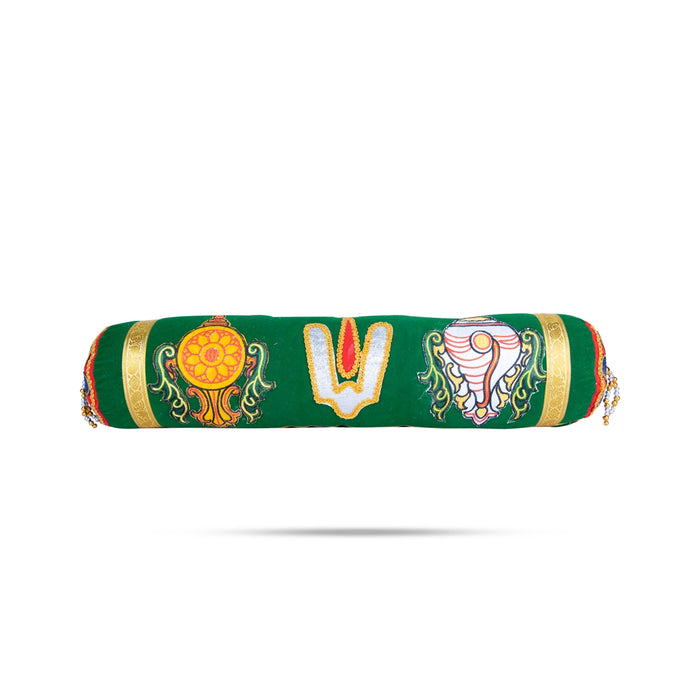 Velvet Diwan Thindu Namam Shank Chakram - 24 Inches | Traditional Decorative Pillow/ Spiritual Decor Accessory
