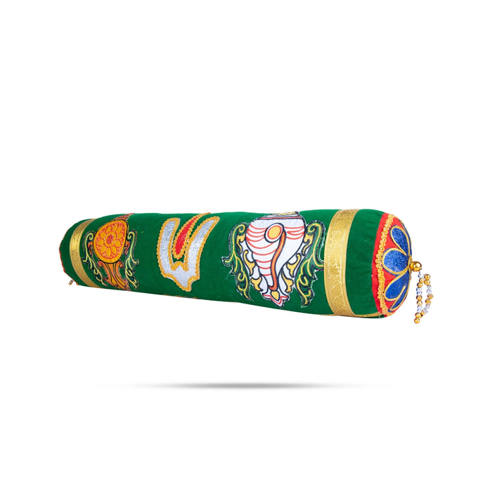 Velvet Diwan Thindu Namam Shank Chakram - 24 Inches | Traditional Decorative Pillow/ Spiritual Decor Accessory