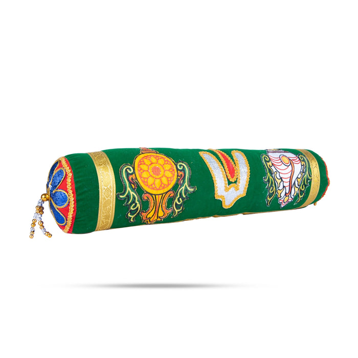 Velvet Diwan Thindu Namam Shank Chakram - 24 Inches | Traditional Decorative Pillow/ Spiritual Decor Accessory