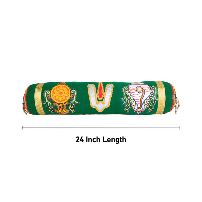 Velvet Diwan Thindu Namam Shank Chakram - 24 Inches | Traditional Decorative Pillow/ Spiritual Decor Accessory