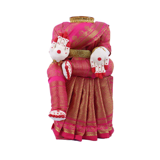 Amman Stand - 11 Inches | Wooden Ammavari Stand/ Ammavari Idol without Face for Deity Decor - Neck & Body Accessories