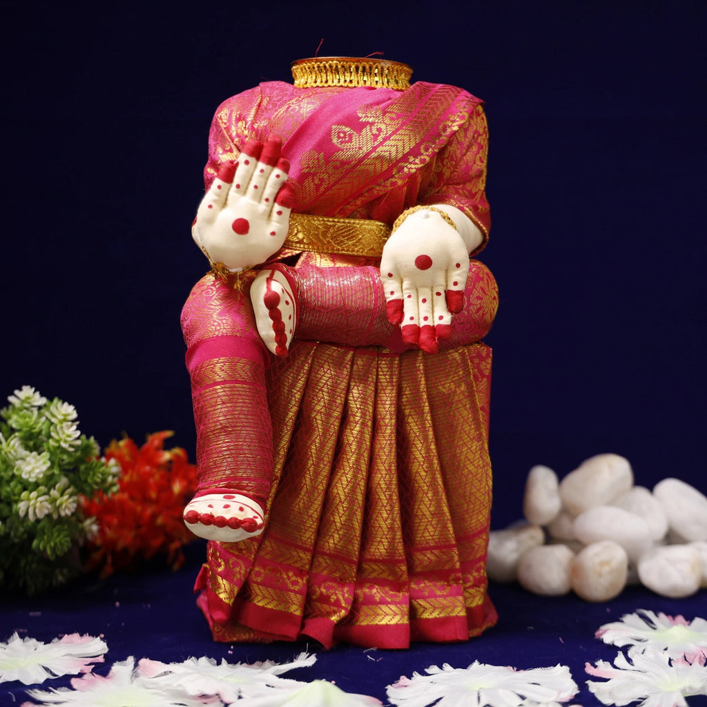 Amman Stand - 11 Inches | Wooden Ammavari Stand/ Ammavari Idol without Face for Deity Decor