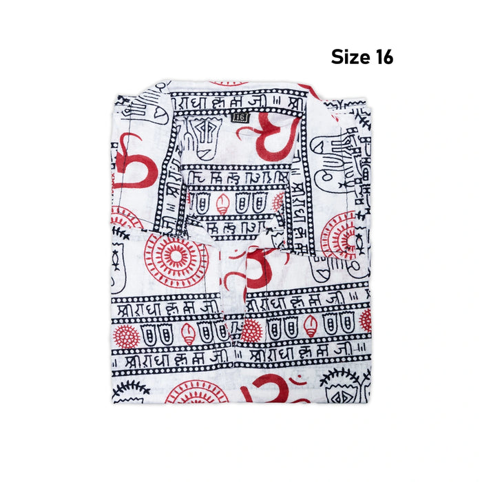 Om Kurta - Size 16 | Om Deign Shirt/ Kids Dress/ 1Yrs to 2Yrs Children Devotional Dress