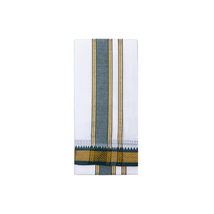 Towel - 1.8 Mtrs | 7 Kan Mayilkan Border Thundu/ White Colour Gamcha/ Kasavu Shawl/ Angavastram for Men
