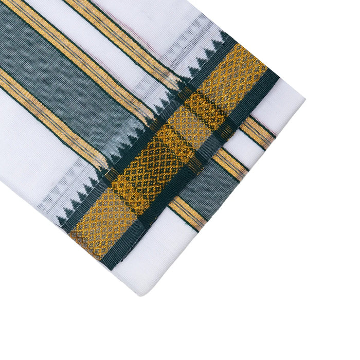 Towel - 1.8 Mtrs | 7 Kan Mayilkan Border Thundu/ White Colour Gamcha/ Kasavu Shawl/ Angavastram for Men