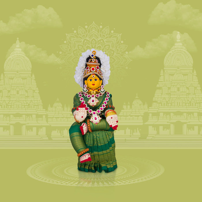 Decorative Varalakshmi Stand With Face - 17 x 5 Inches | Full Alangaram Ammavari Vigraham For Varalakshmi Decor/ Assorted