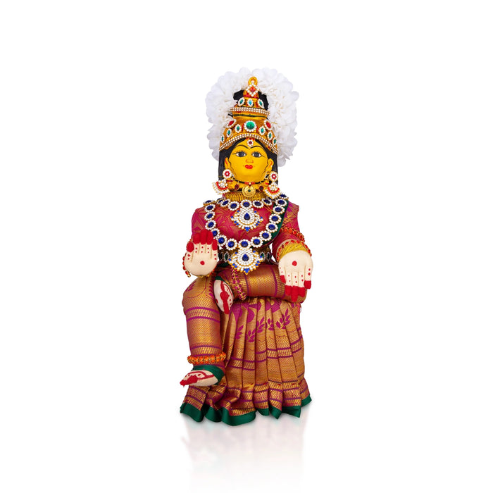 Decorative Varalakshmi Stand With Face - 17 x 5 Inches | Full Alangaram Ammavari Vigraham For Varalakshmi Decor/ Assorted