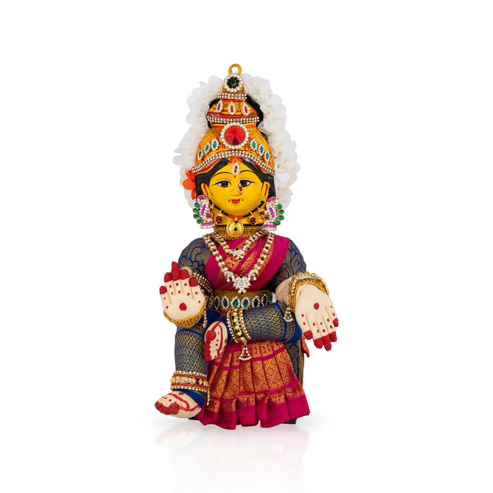 Decorative Varalakshmi Stand With Face - 13 X 5 Inches | Varalakshmi Ammavari Vigraham For Varalakshmi Decor - Deity Jewellery & Vastra Sets