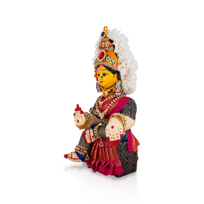 Decorative Varalakshmi Stand With Face - 13 X 5 Inches | Varalakshmi Ammavari Vigraham For Varalakshmi Decor - Deity Jewellery & Vastra Sets
